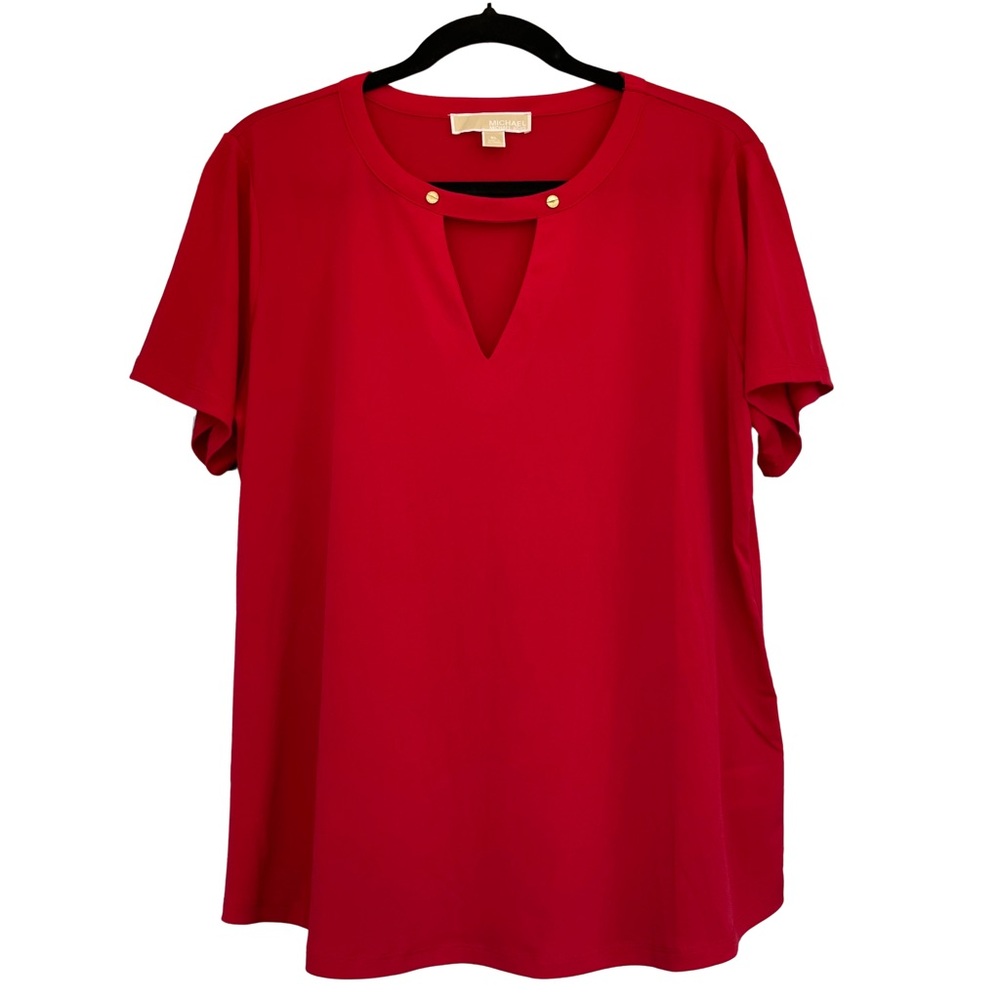 Michael Michael Kors Red Cutout Boxy T-Shirt Casual Top Size XL